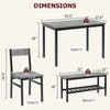4-Pcs Dining Table Set with 2 Chairs & Bench,Space-Saving Design w/ Storage Rack