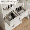 Bathroom Cabinet,51" Freestanding Storage Unit w/Doors&2-Drawer,White/Black/Gray