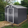 8x8 FT Peak Roof Steel Storage Shed, Pre-drilled Steel Panels, Outdoor Tool Shed