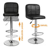 Black Faux Leather Bar Stools Set of 2, Height Adjustable Swivel for Kitchen UK