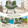 Indoor Outdoor Rocking Chair Egg Papasan Chair w/Padded Cushion-Green