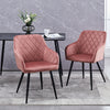 2pcs Dining Chairs Set Faux Leather/Velvet Padded Metal Legs Restaurant Armchair