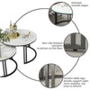 Set of 2 Nesting Coffee Table Marble Round Accent Tables Dual Pole Legs Lounge