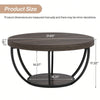 Round Coffee Table, 2-Tier Wooden Center Table w/ Storage Home Accent Table