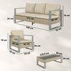 4 Piece Rattan Garden Furniture Set with 3-Seater Sofa, Armchairs, Table, Khaki