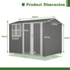 Garden Shed 8x6FT Steel Apex Tool Equipment Organize W/Window Door Grey