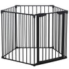 PawHut Pet Safety Gate 5 Panels Playpen Metal Fence w/ Walk Through Door - Black