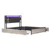 4ft6 Double Bed Metal Bed Frame with Drawers Storage Headboard and LED Lighting