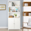Wooden Tall Bookcase 3-Tier Shelving Storage Cabinet 2 Doors Display Organizer