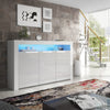 TV Unit | 155cm Sideboard | Cabinet | Cupboard | White High Gloss Doors Free LED