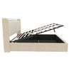 KING 5FT OTTOMAN STORAGE UPHOLSTERED BED FRAME WITH HEADBOARD & LED LIGHTS BEIGE