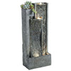 Water Feature with LED Lights, 3-Tier Garden Water Fountain with Pump, Dark Grey