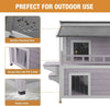 Wooden Outdoor Cat House 2 Tier with Balcony Waterproof Roof Large Shelter