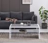 Coffee Table White High Gloss 2 Tier Grey Glass Top Designer Rectangle Home
