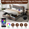 LED Ottoman Storage 5ft King Upholstered Bed Frame with Headboard & 2 Drawers