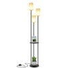 Floor Lamp with Shelf Standing Light Lamp 3 Linen Lampshade Bedroom Living Room