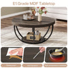 Round Coffee Table, 2-Tier Wooden Center Table w/ Storage Home Accent Table