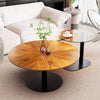 Set of 2 Round Vintage Wooden & Glass Nesting Side Coffee Tables Hallway Bedroom