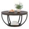 Round Coffee Table, 2-Tier Wooden Center Table w/ Storage Home Accent Table