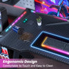 RGB Gaming Desk Ergonomic Workstation with Carbon Fiber Top, Cup Holder & Hook