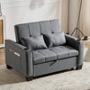 2 Seater Sofa Bed, 3 in 1 Convertible Corner Sofa Bed with Cup Holders, Grey