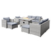 Oseasons Acorn Deluxe Rattan 10 Seat Rising Firepit Garden Sofa Set Grey