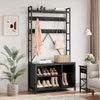 Hall Tree with Bench Coat Rack Shoe Bench Coat Tree with Storage Cubbies