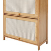 140cm Tall Cabinet Storage Cupboard Living Room Sideboard Unit with Rattan Doors