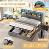 Upholstered Ottoman Storage Bed Frame Double with Storage Headboard & LED, Grey