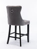 Luxury Grey/BEIGE/BLACK Velvet Bar Stools Kitchen Breakfast Barstools Set of 2 4