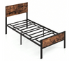 Double Bed Frame Industrial Metal Platform Bed with Headboard and Footboard