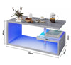 Wooden Coffee Table With Storage Sofa End Table LED Light Living Room
