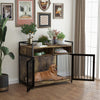 Large Dog Crate Wooden Kennel Heavy Duty Cage with Feeder End Table Pet Furnitur