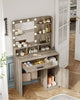 Vanity Dressing Table w Mirror 10 LED Lights Makeup Desk 3 Shelves 4 Storage