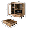 Industrial Storage Cabinet Wooden Cupboard Buffet Sideboard W/ Wine Glass Holder