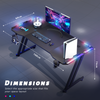 Gaming Desk with LED Light, Ergonomic Computer Desk with Headphone Hook, Black