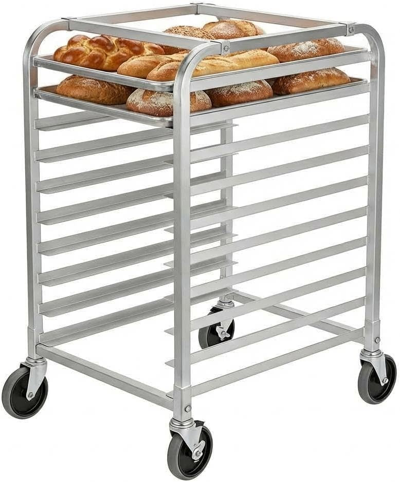 Flow Bread Rack 10 Tier Mobile Commercial Bread Cooling Rack Trolley Bun Pan Rack with ...