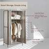 Industrial Wooden Wardrobe With Hanging Rail Shelf Clothes Storage Organiser