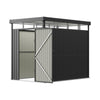 Galvanised Metal Garden Shed Outdoor Tool Storage House with Lockable Door Black