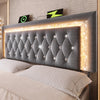 LED Ottoman Storage Bed Frame 135x190cm with Adjustable Height Headboard Grey