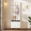 Hallway Furniture Set Wardrobe with Coat Rack Shoe Cabinet Bench & Cushion White