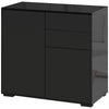 Side Cabinet with 2 Door Cabinet and 2 Drawer for Home Office, Black