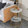 Gold Round Side End Table Coffee Table Clock Plant Stand for Living Room Bedroom