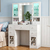 Dressing Table with 7 Drawers 4 Door & Charging Socket Makeup Desk Vanity Table