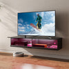 Floating TV Unit Stand, Wall Mount TV Cabinet with Storage LED Lights