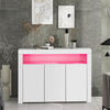 LED Sideboard High Gloss Front Buffet Cabinet TV Unit Stand 3 Doors White