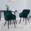 2pcs Dining Chairs Set Faux Leather/Velvet Padded Metal Legs Restaurant Armchair