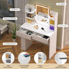 White Dressing Table Vanity Makeup Desk With 2 Drawers & LED Mirror & 4 Mrwtwdgc