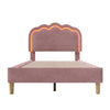 3FT Upholstered Bed Frame with LED Light Strip Stylish Single Bed For Teens Pink
