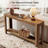 63 Inch Entryway Console Table, 2-Tier Farmhouse Narrow Sofa Table Behind Couch
